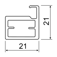 Door frame profile drawing with dimensions 21 by 21