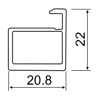Door frame profile drawing with dimensions 20.8 by 22