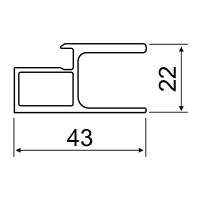 Door frame profile drawing with dimensions 43 by 22