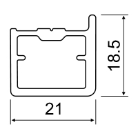 Door frame profile drawing with dimensions 21 by 18.5