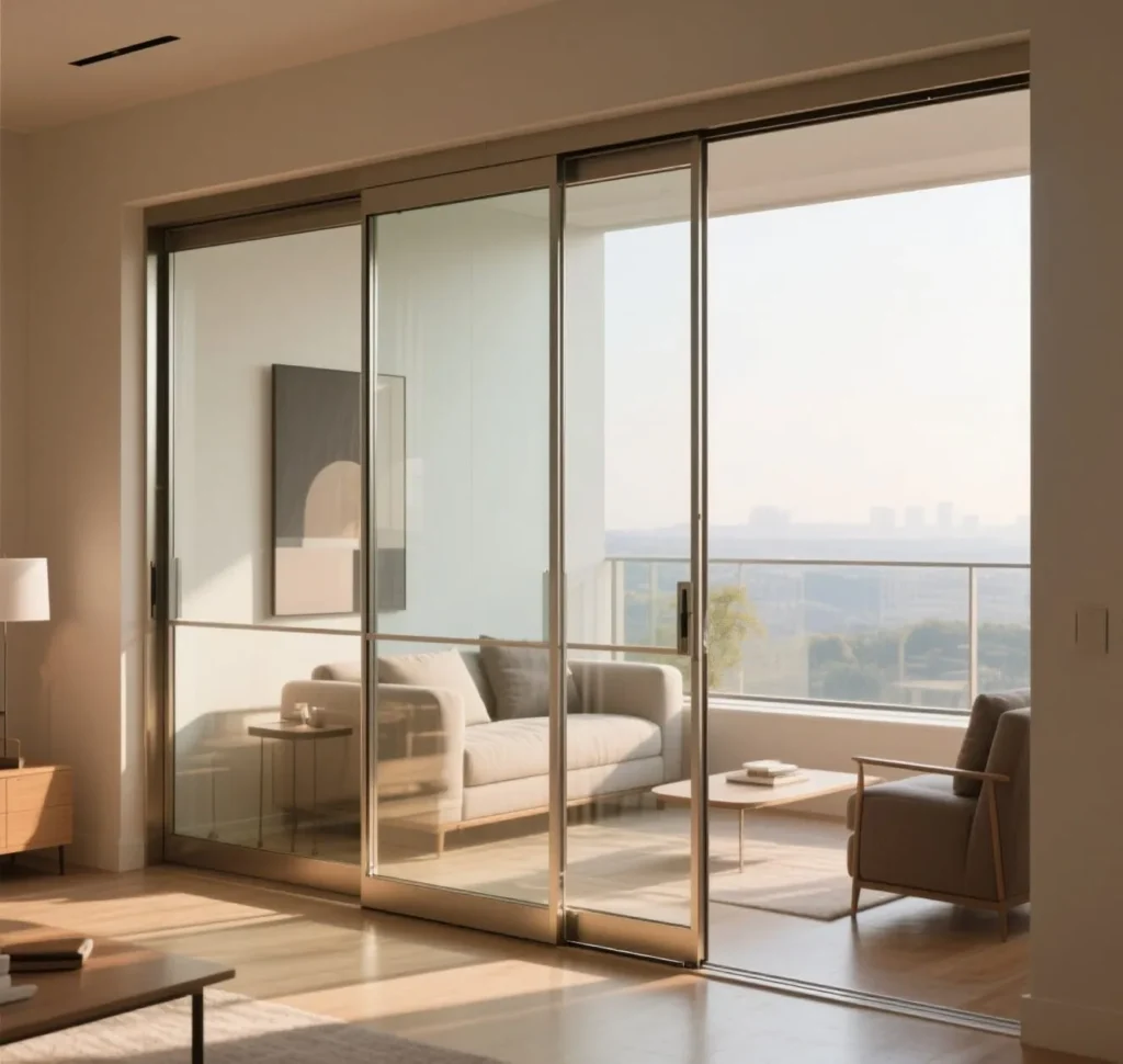 Sliding Partition Door Between Living Room and Balcony