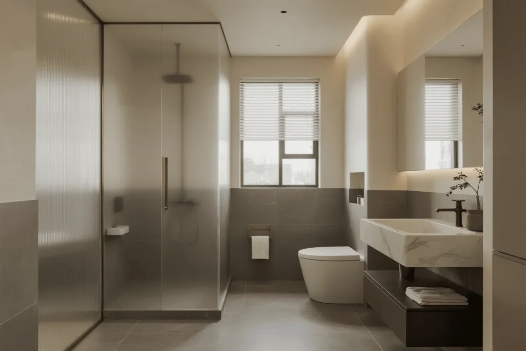 Large format tile small bathroom