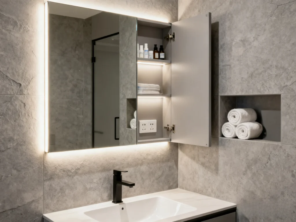 Bathroom medicine cabinet with mirror