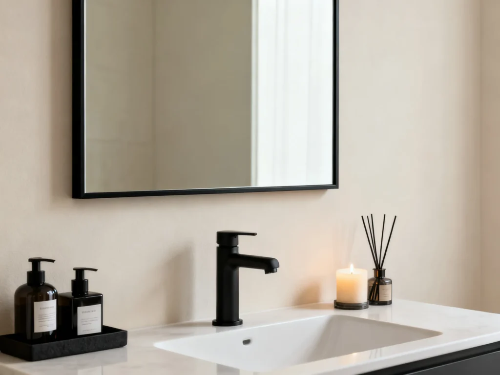 Black bathroom mirror