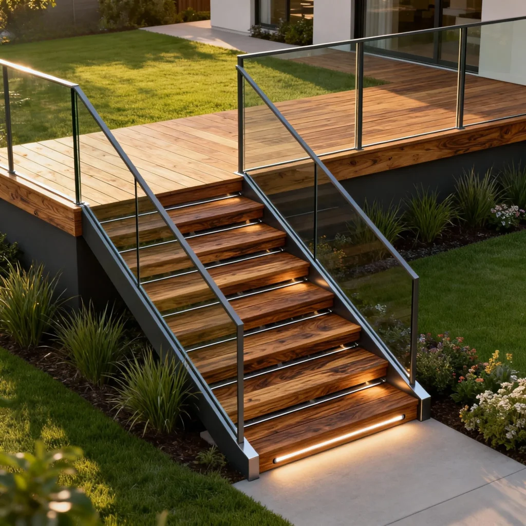 Composite anticorrosive wood outdoor staircase