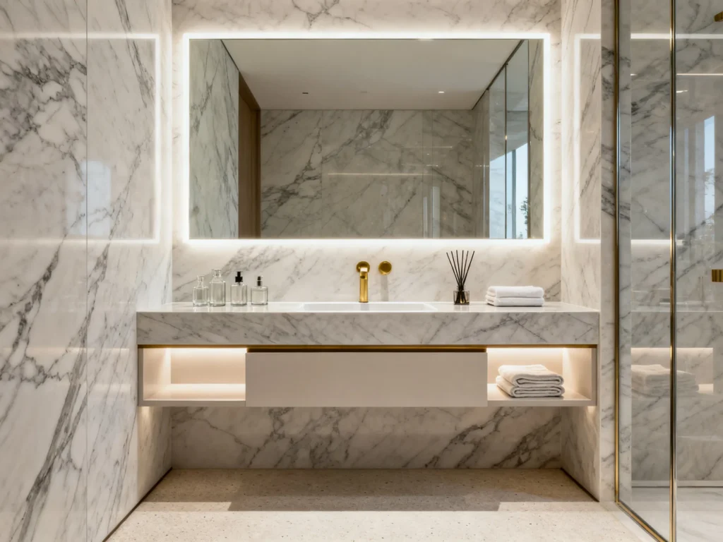 Frameless bathroom mirror