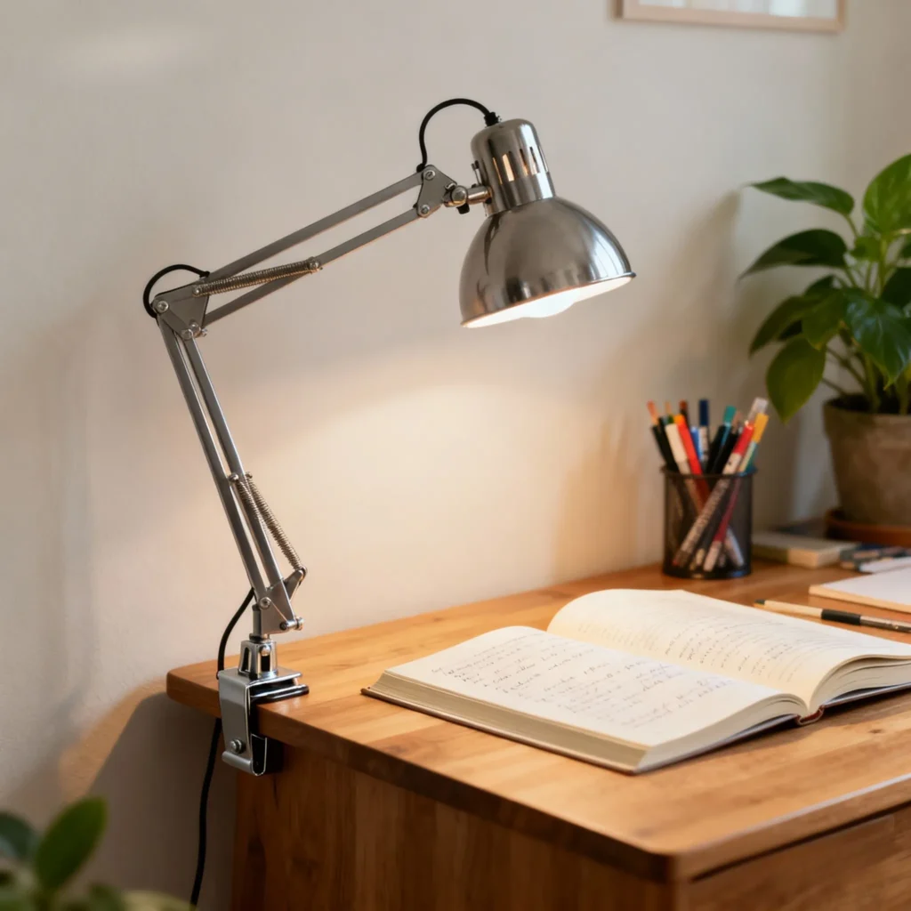 Clip on lamp desk