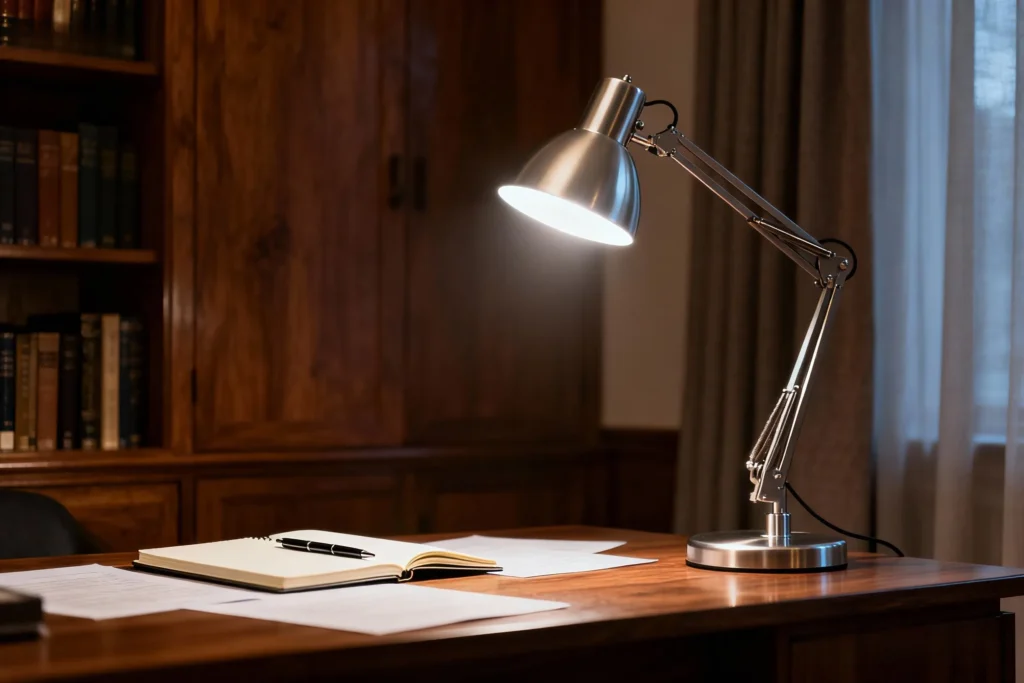 Desk lamp to assist writing