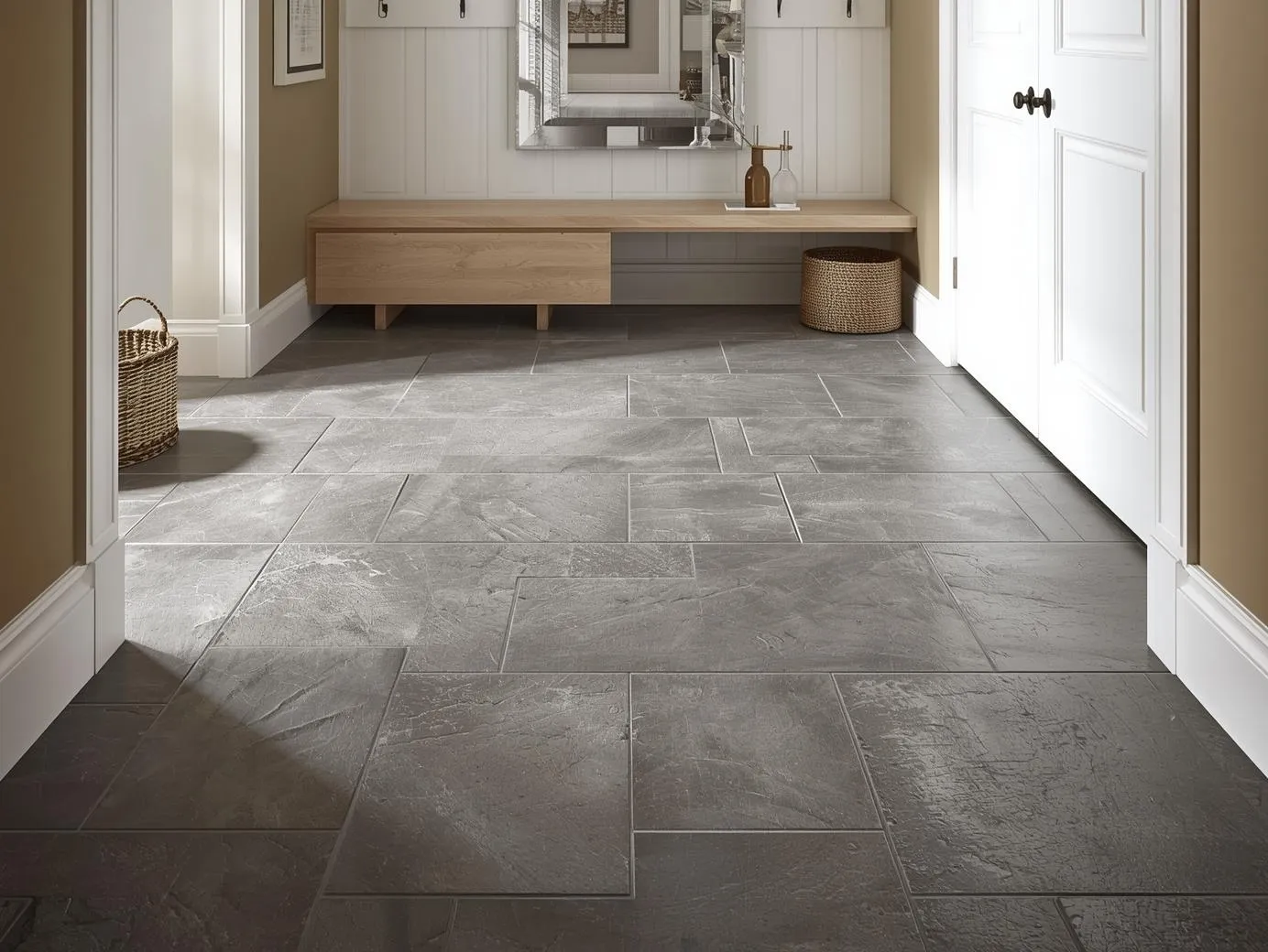 Entry & mudroom — slate tile