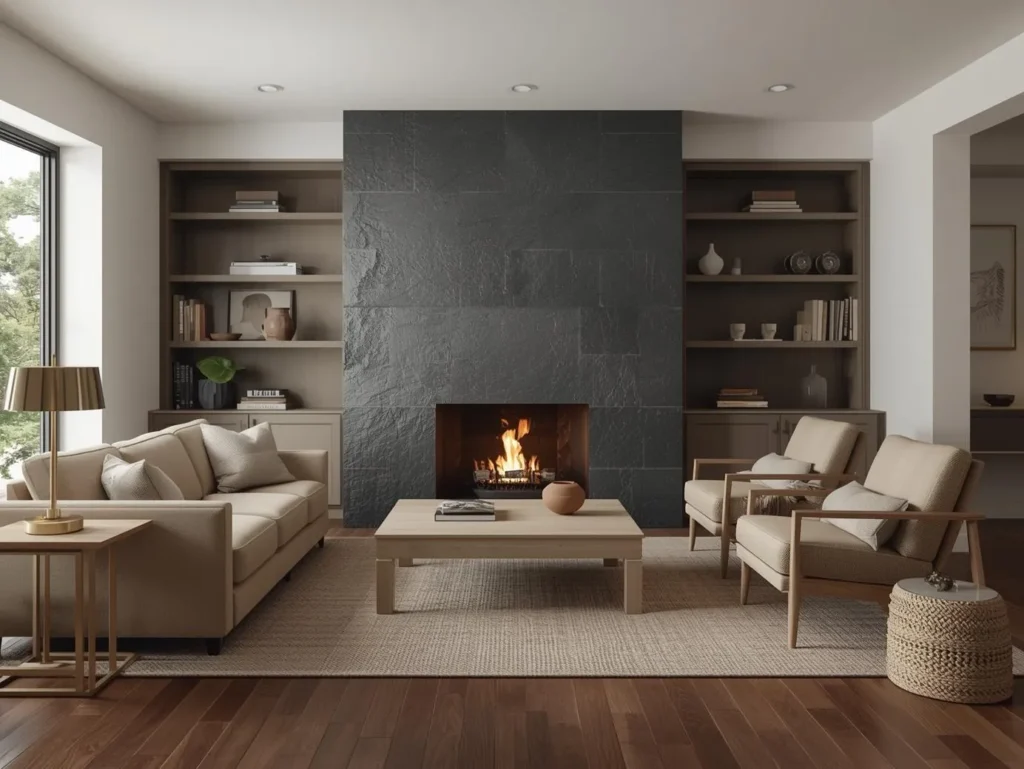 Fireplace surround — slate tile