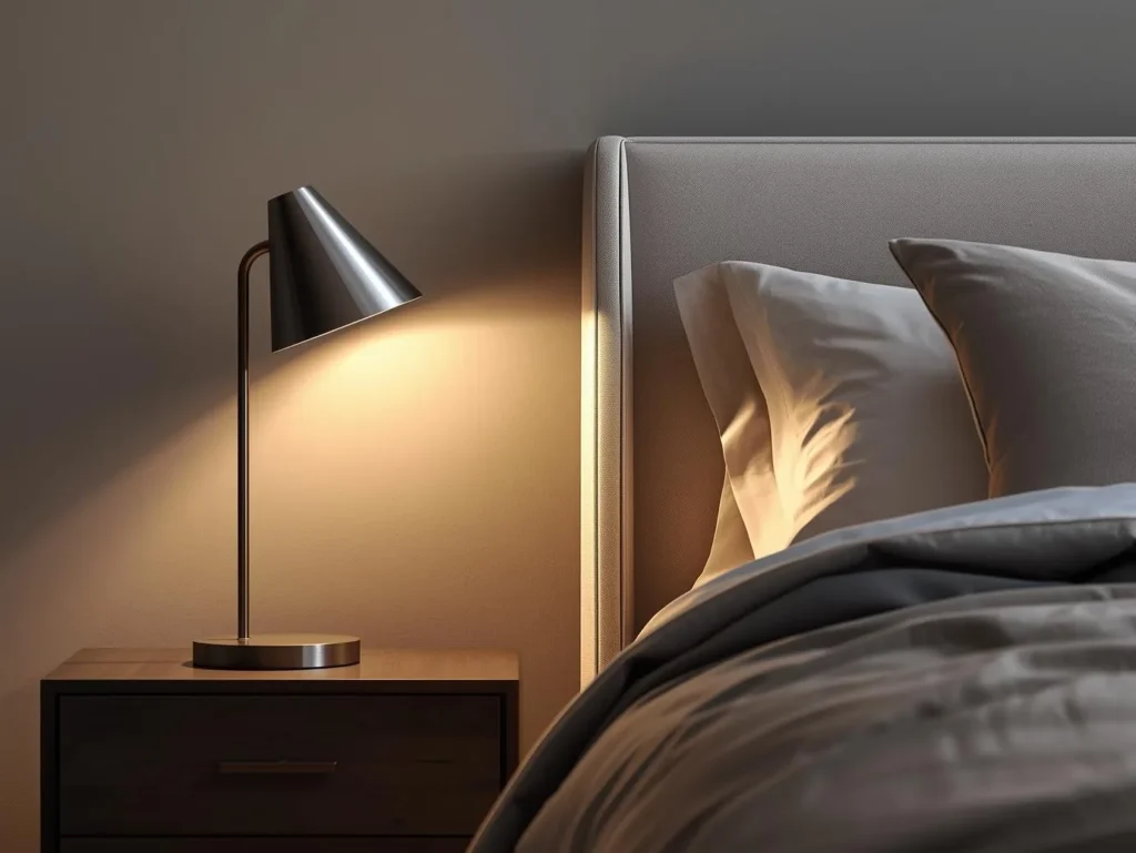 Metal bedside lamp steel
