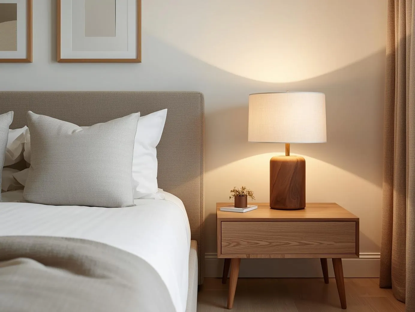Wood bedside lamp
