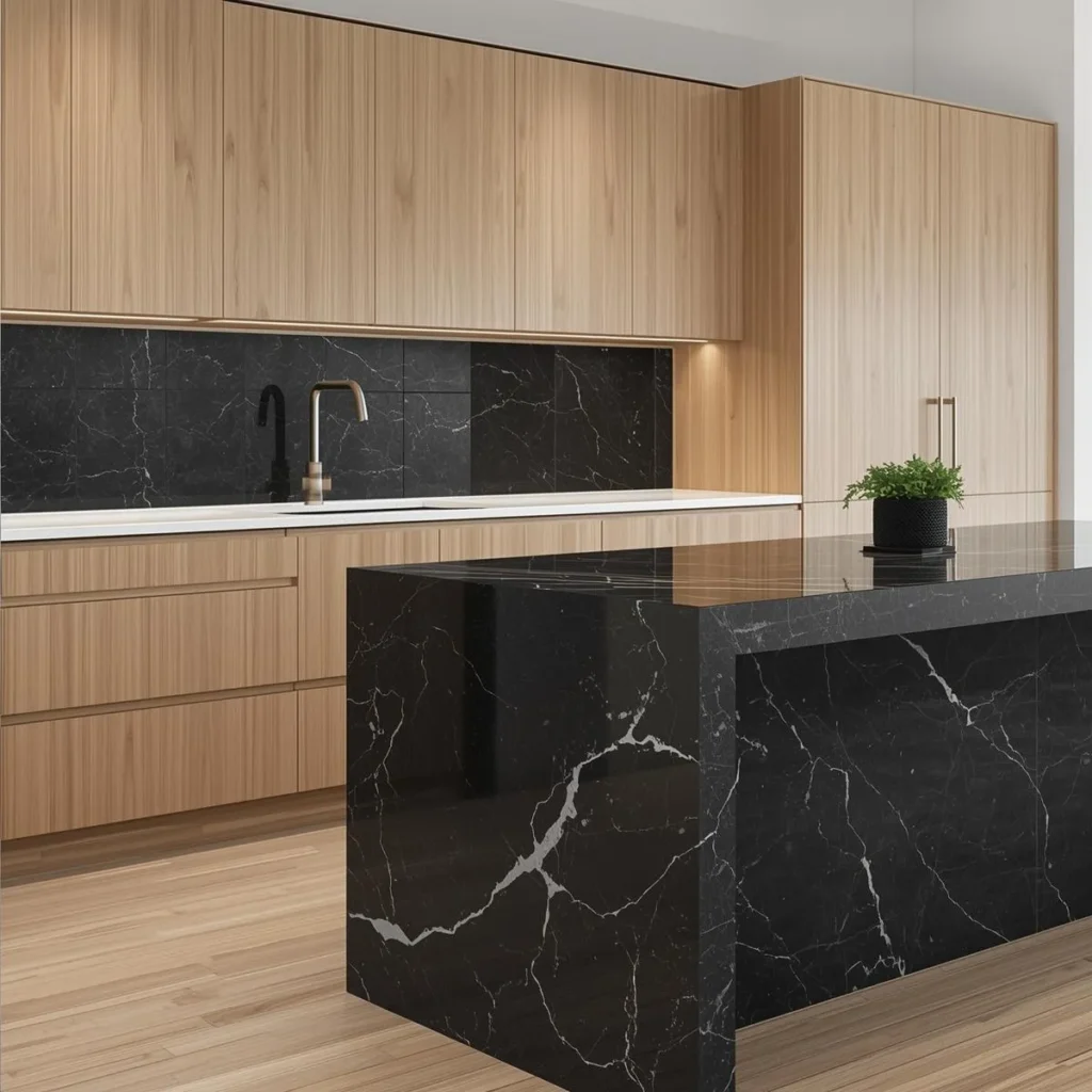 Kitchen with Black Tile