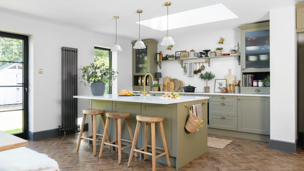 Modern project kitchen with island and full height cabinets