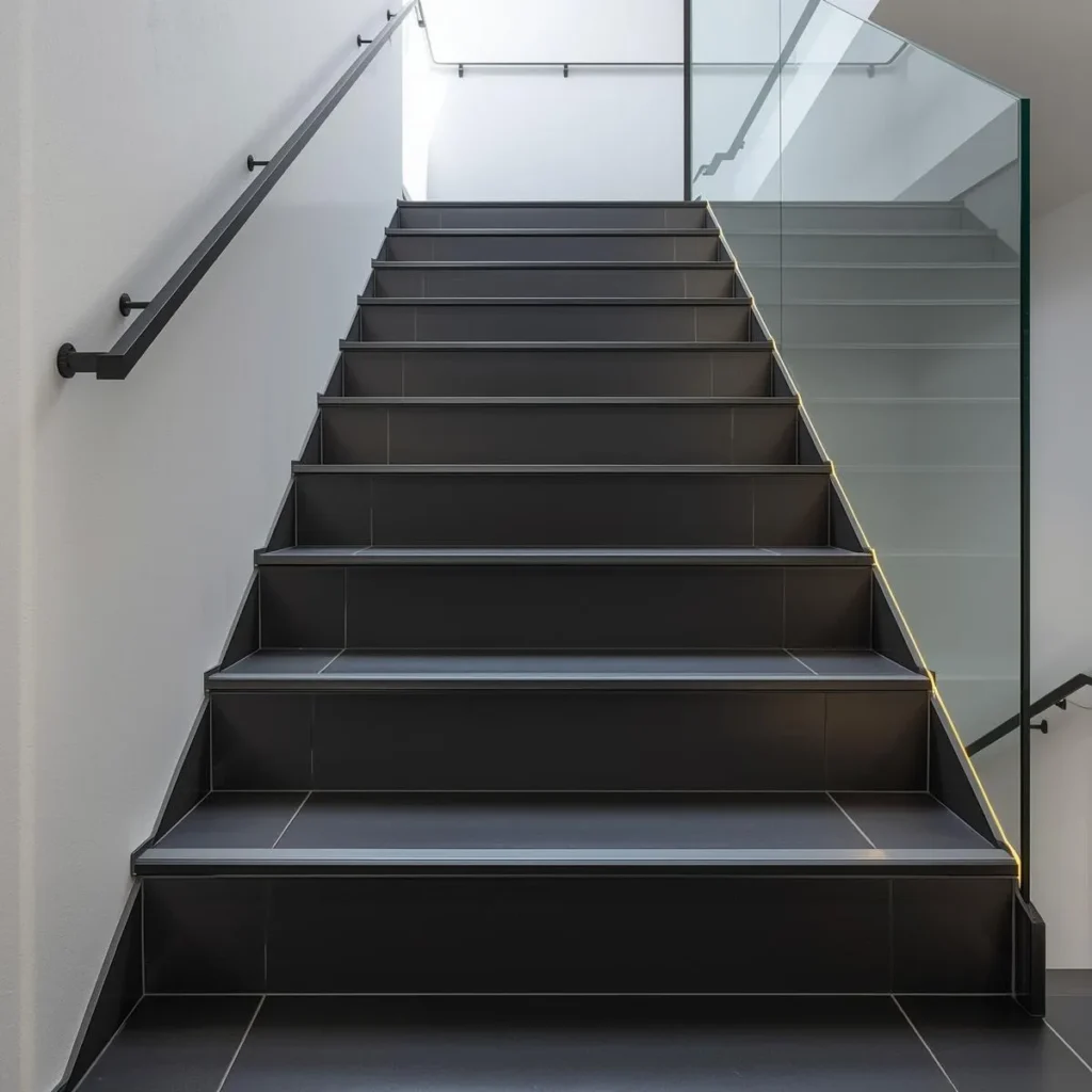 Stair Treads with Black Tile
