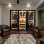 Wine cabinet and bar area in modern living room