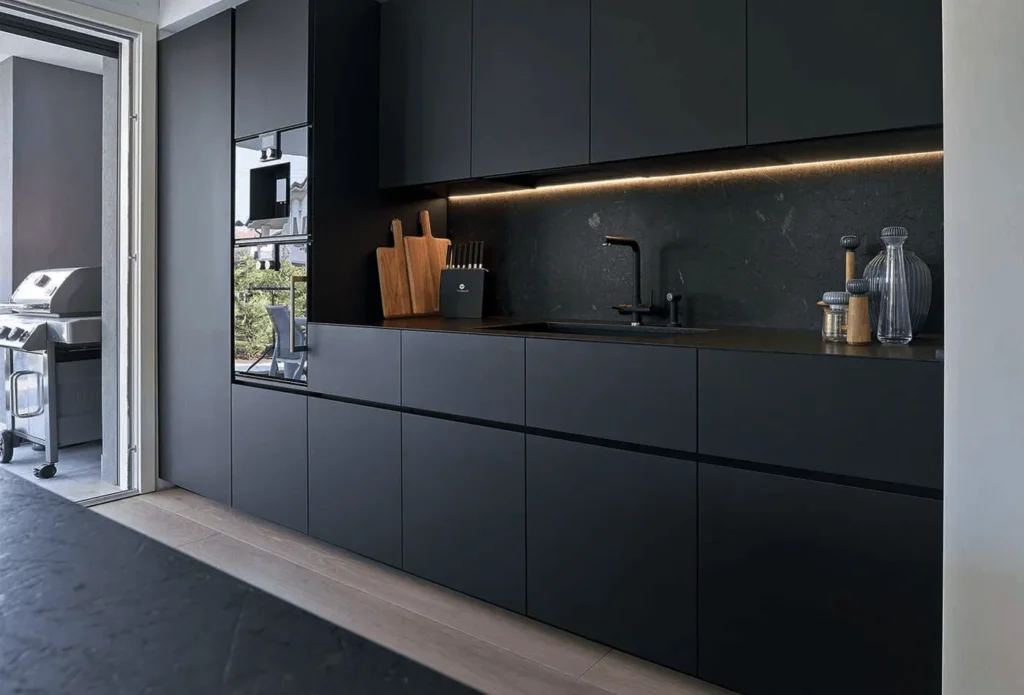 Cleaning flat panel cabinet door