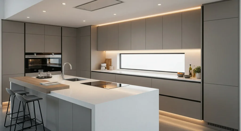 Flat panel cabinet finish samples