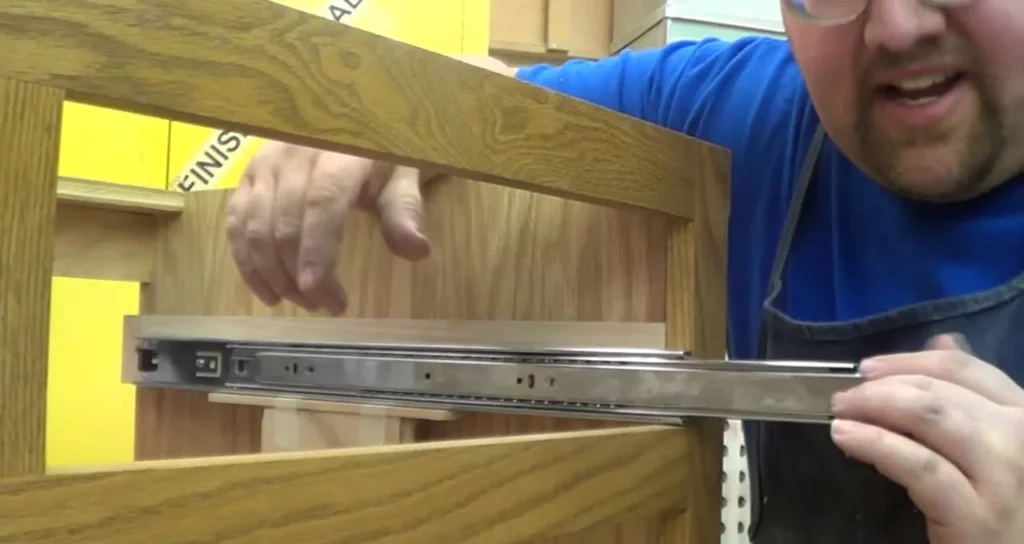 Installing drawer runner on white oak cabinet
