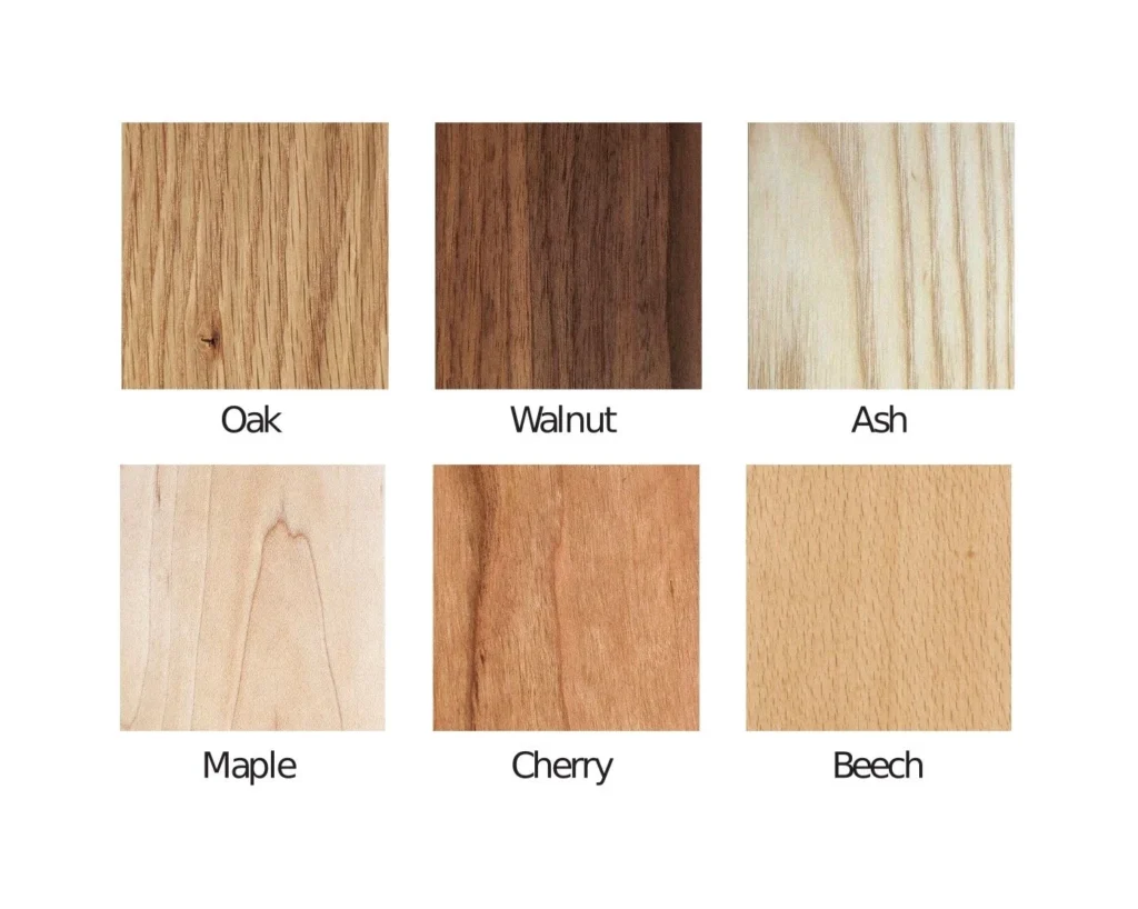 Light wood species samples white oak maple birch