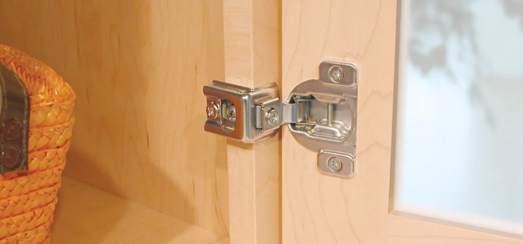 White oak cabinet hinge installation