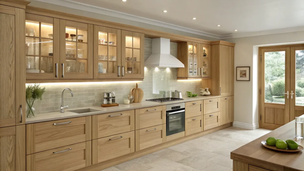 White oak kitchen cabinet detail