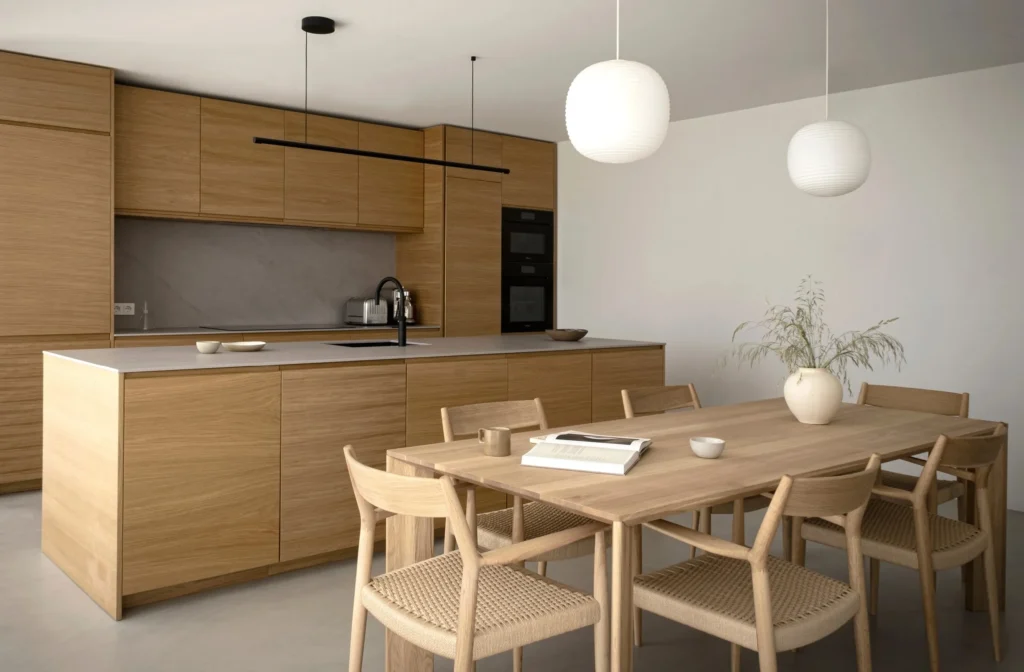 White oak minimalist kitchen