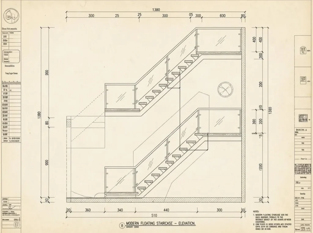 12.Glass staircase calculation drawing
