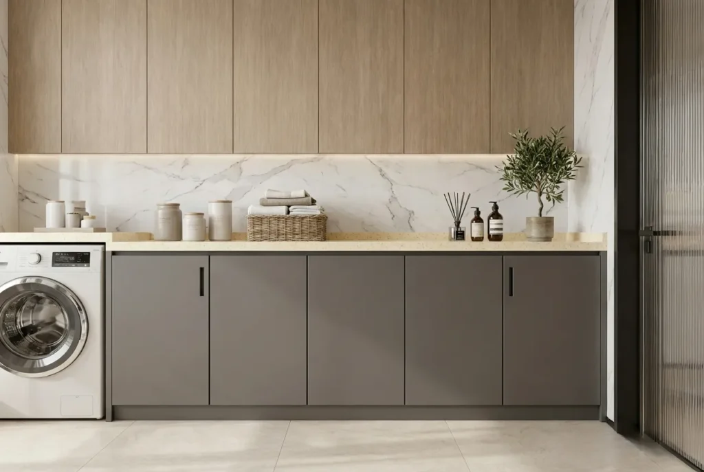 15，Gray Cabinets in Laundry Room