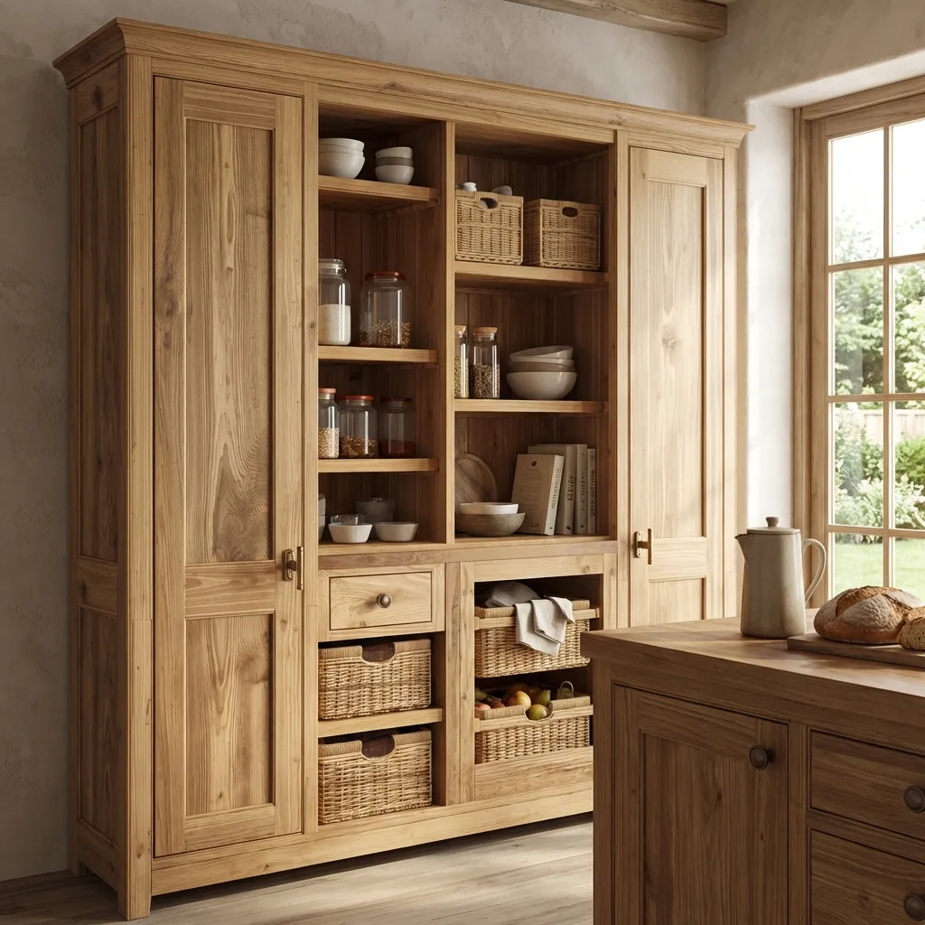1，Solid Wood Pantry Cabinet