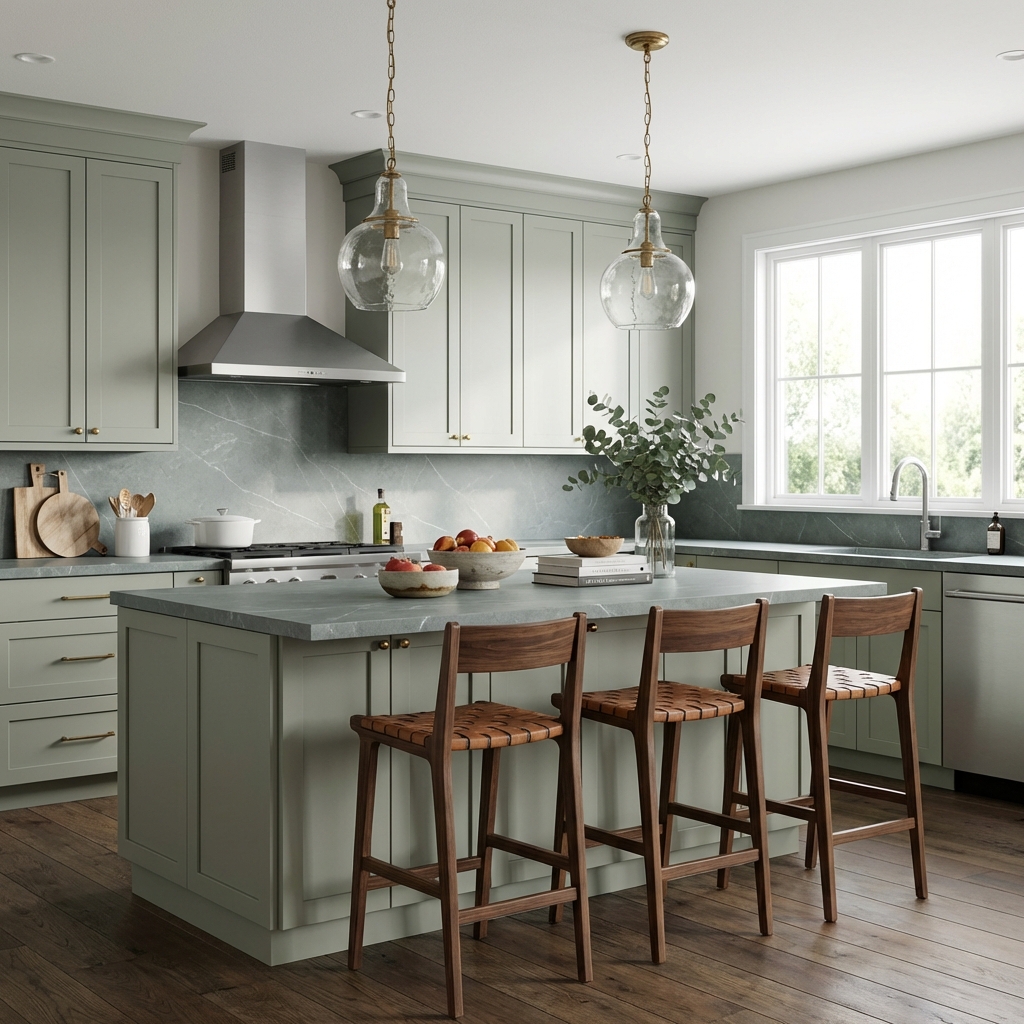 3 Green Kitchen Cabinets