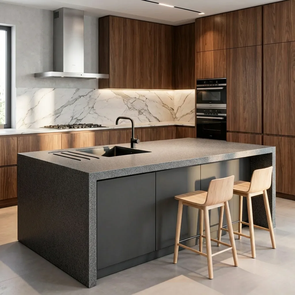 4.Quartz Kitchen Island