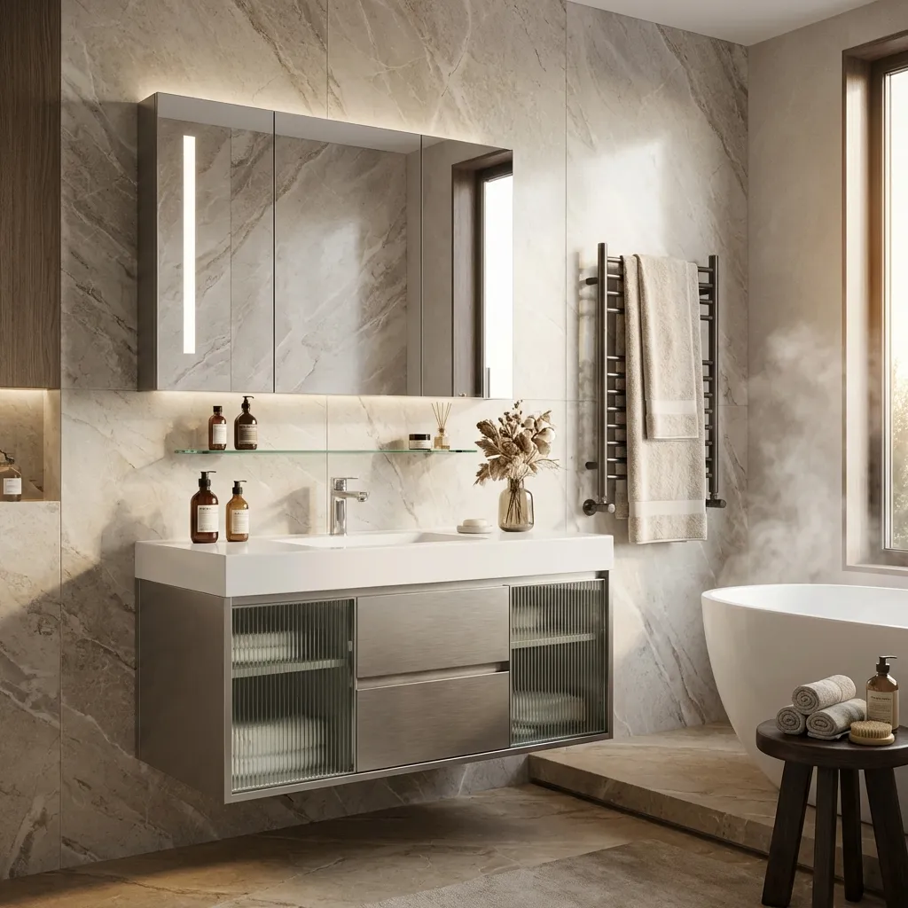 4，Space Aluminum Bathroom Cabinet