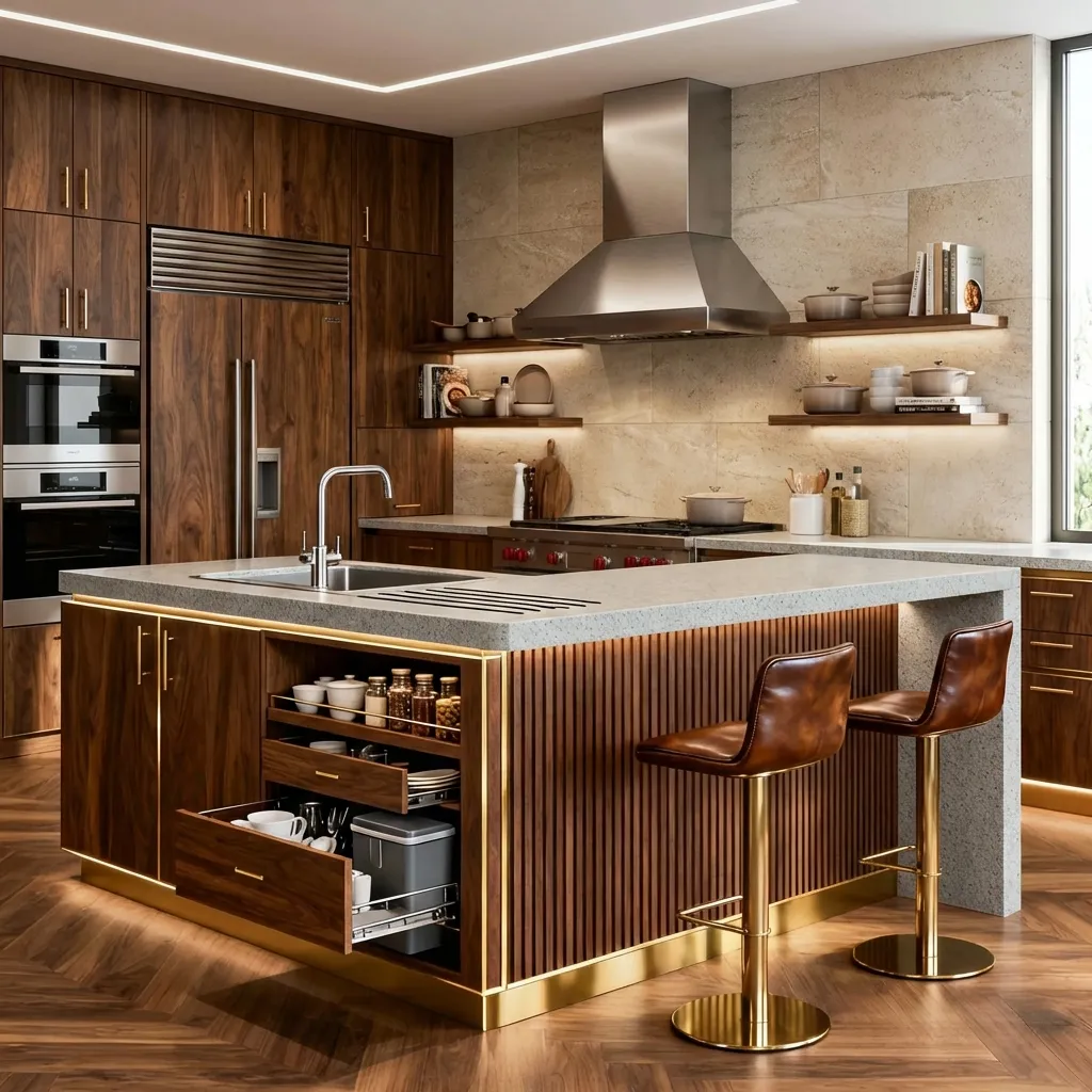 5.Wood Material Kitchen Island