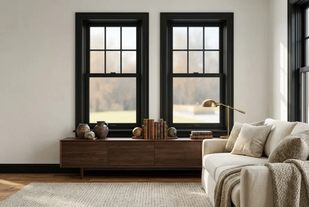 6.Black Double Hung Windows