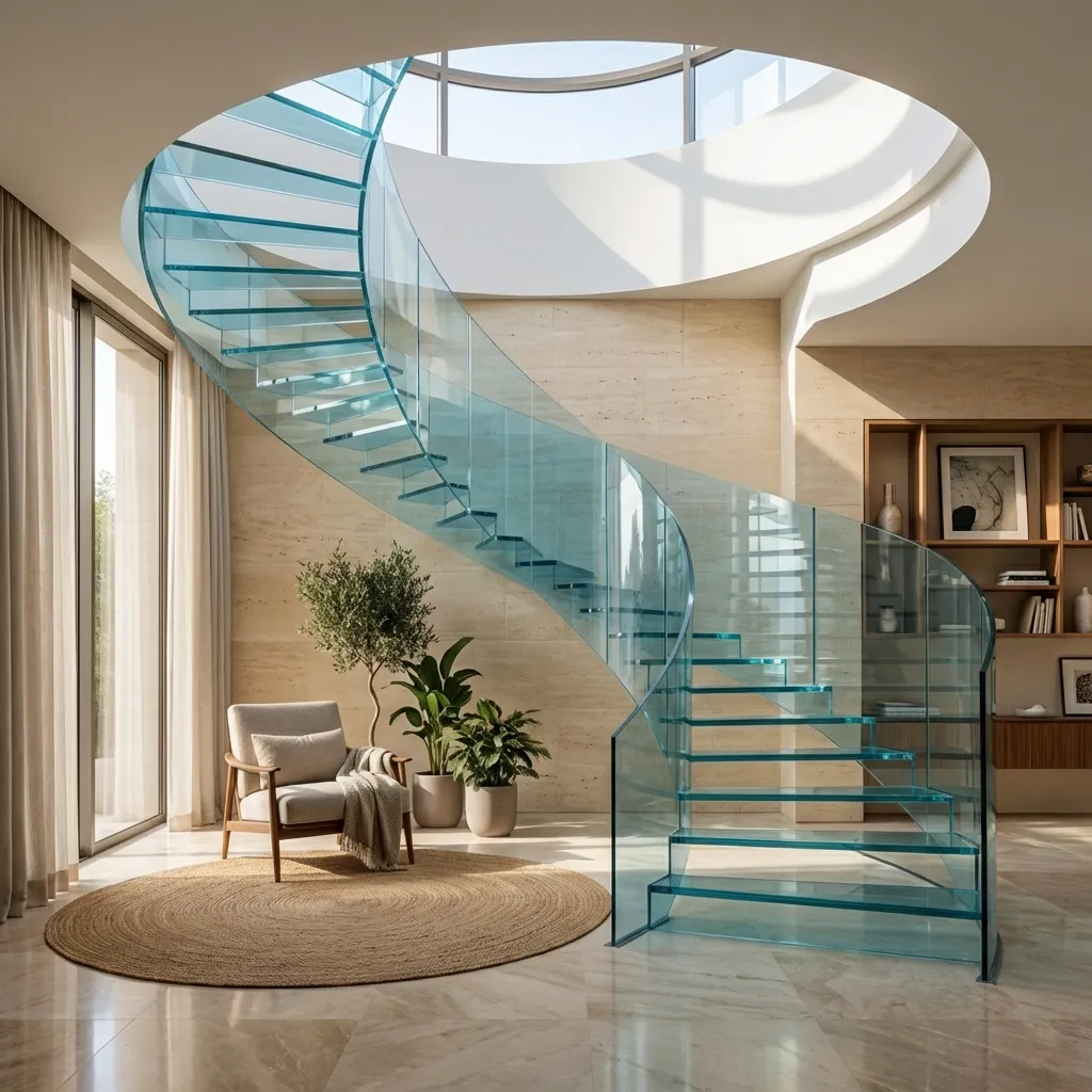 7.Glass Curved Staircase