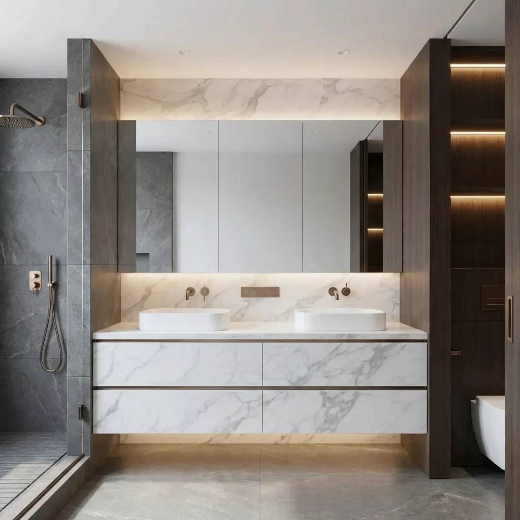 7，Natural Stone Bathroom Cabinet