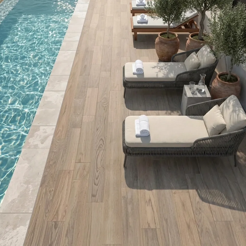 10.Pool Surrounds Wood Look Porcelain Tile