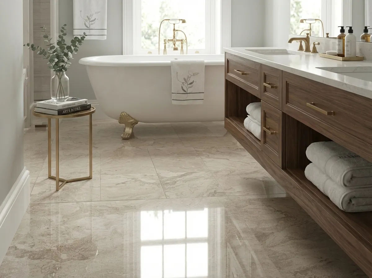 13.Polished Bathroom Tile