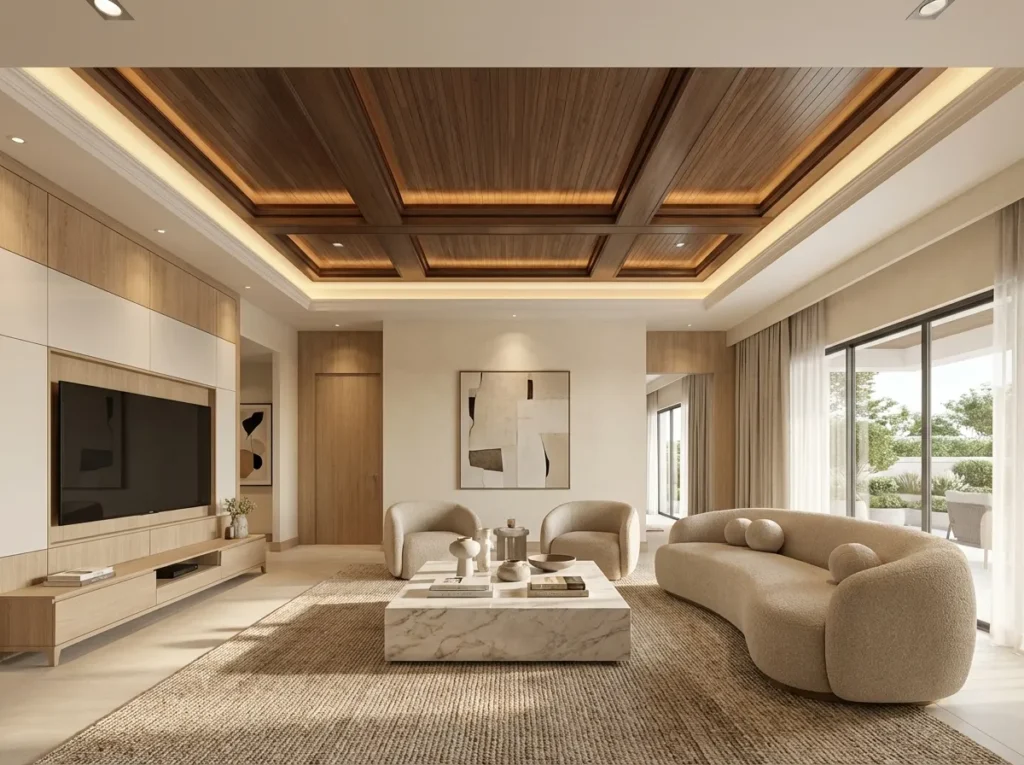15.Villas Luxury Living Room Suspended Ceiling