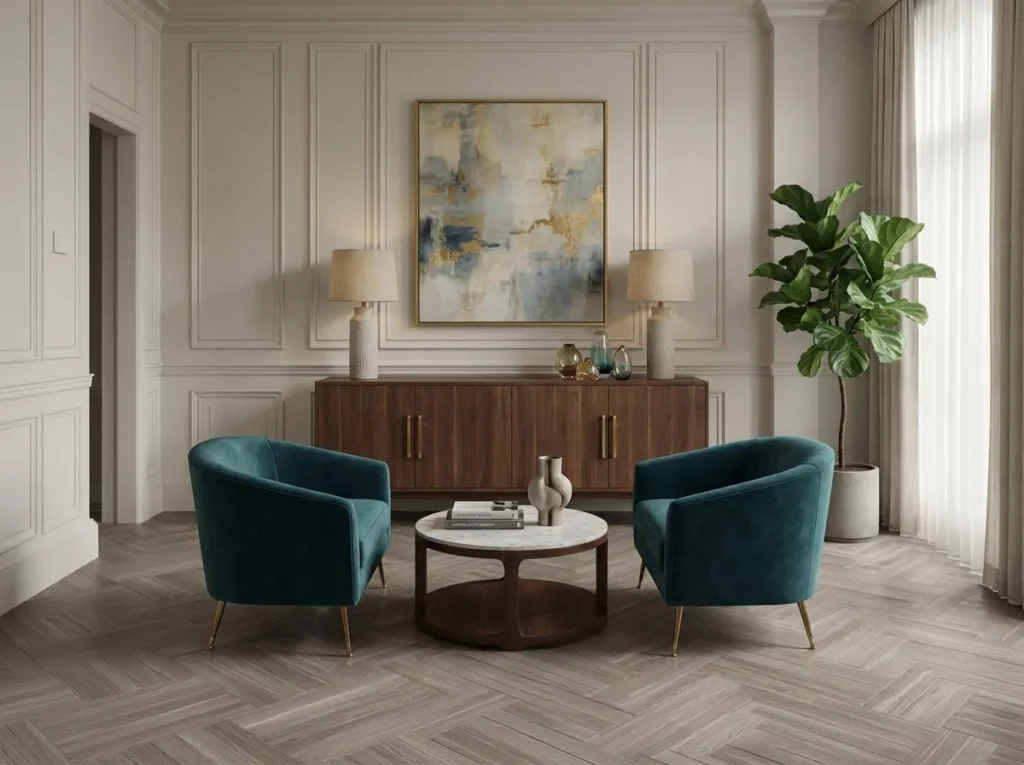 17.Herringbone Wood Look Porcelain Tile