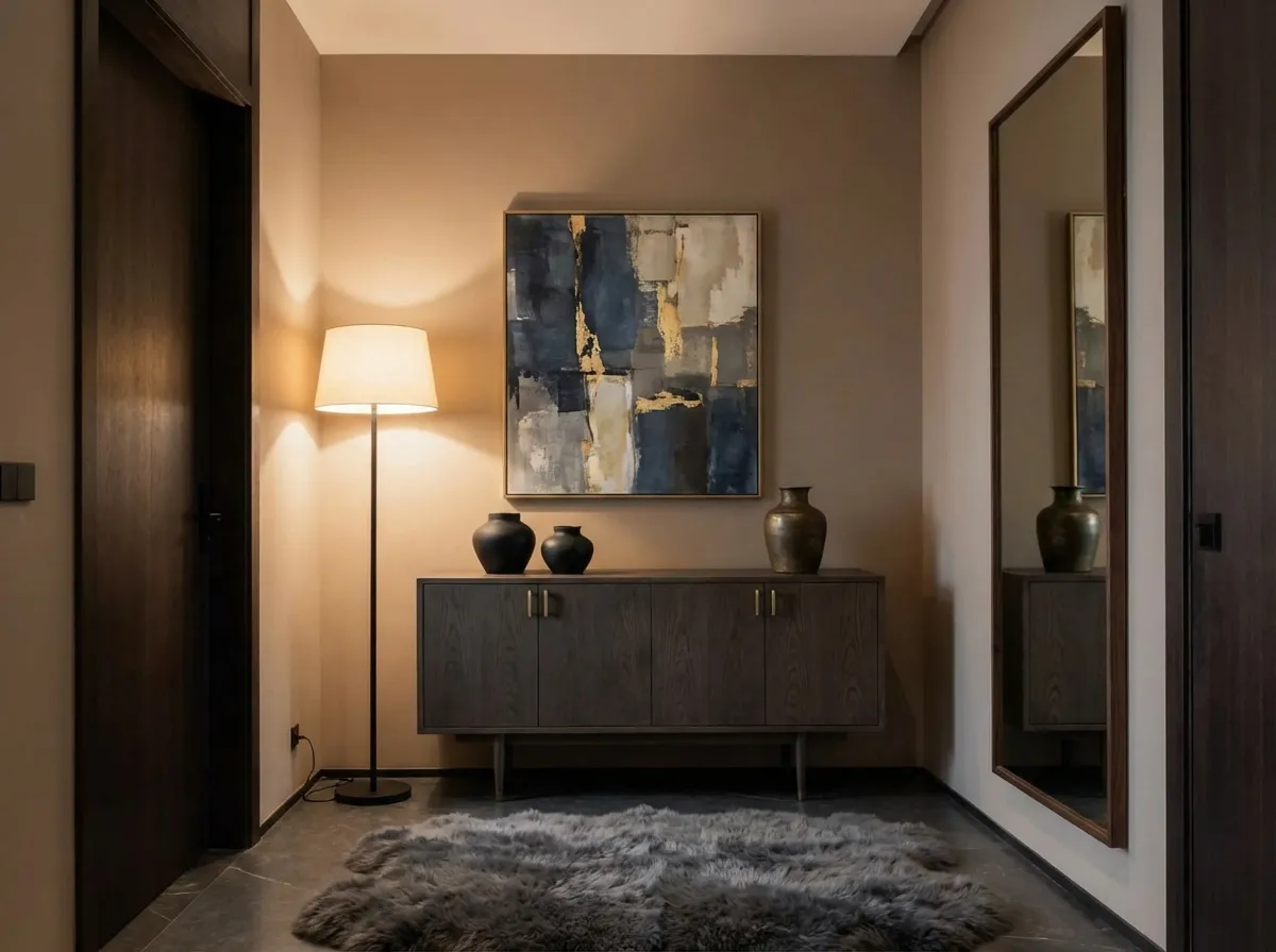 20.Floor Lamp Next to the Shoe Cabinet in the Entrance