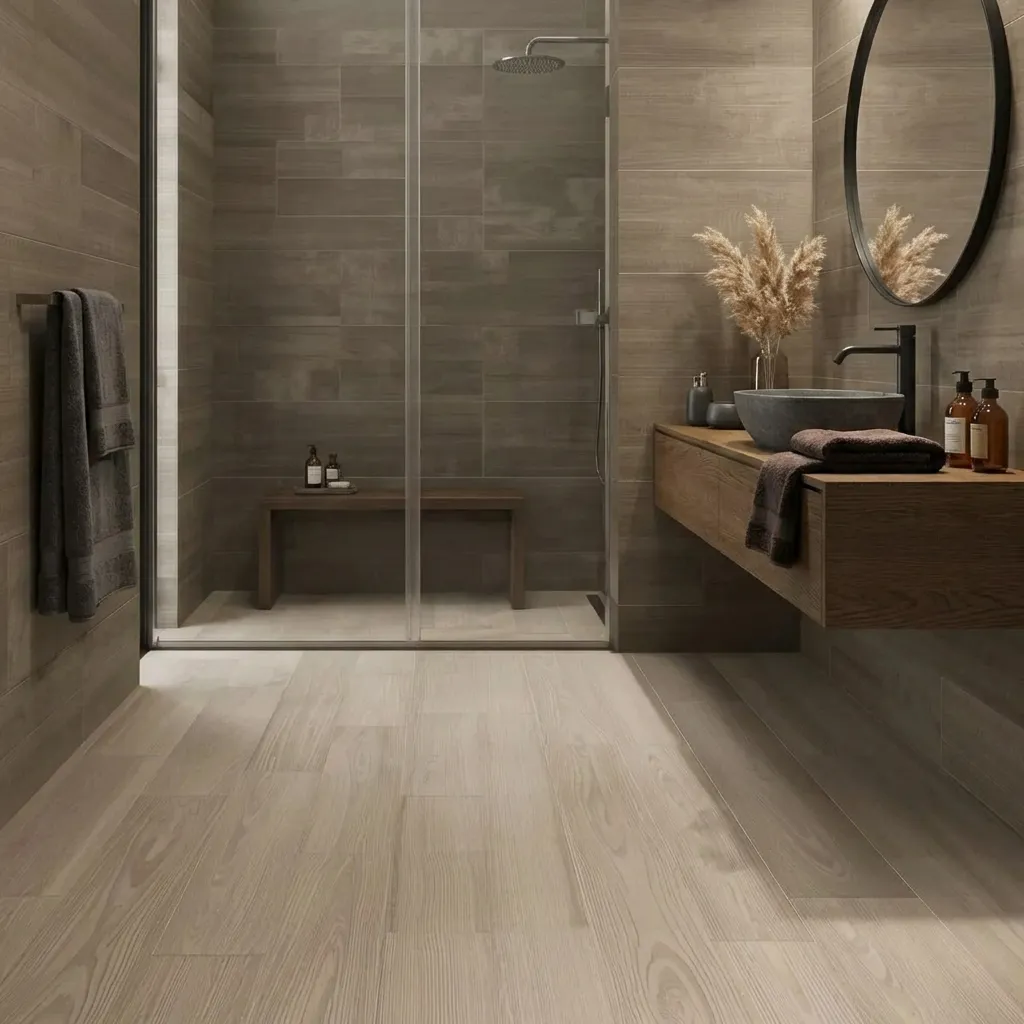 3.Bathroom Wood Look Porcelain Tile