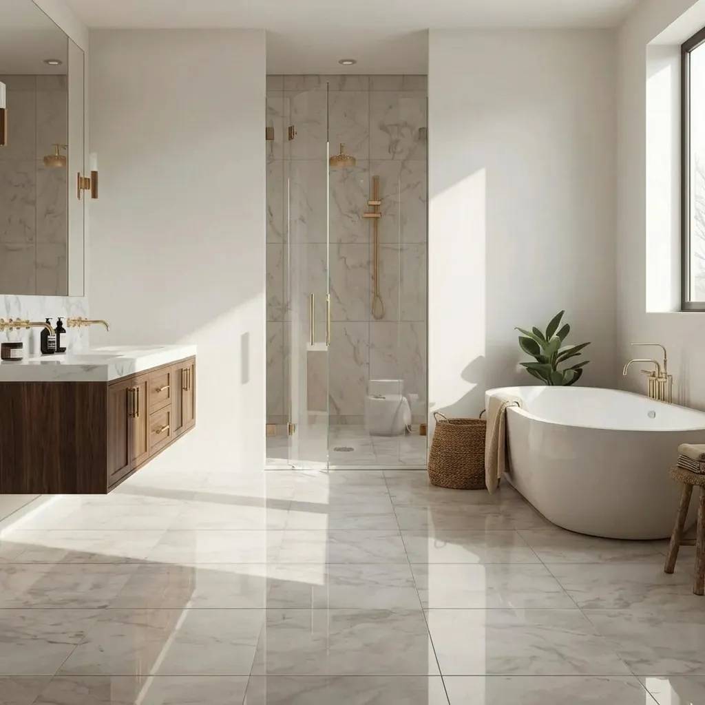 3.Marble Tile Bathroom