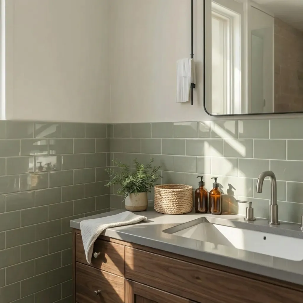 7.Green Bathroom Tile Photo