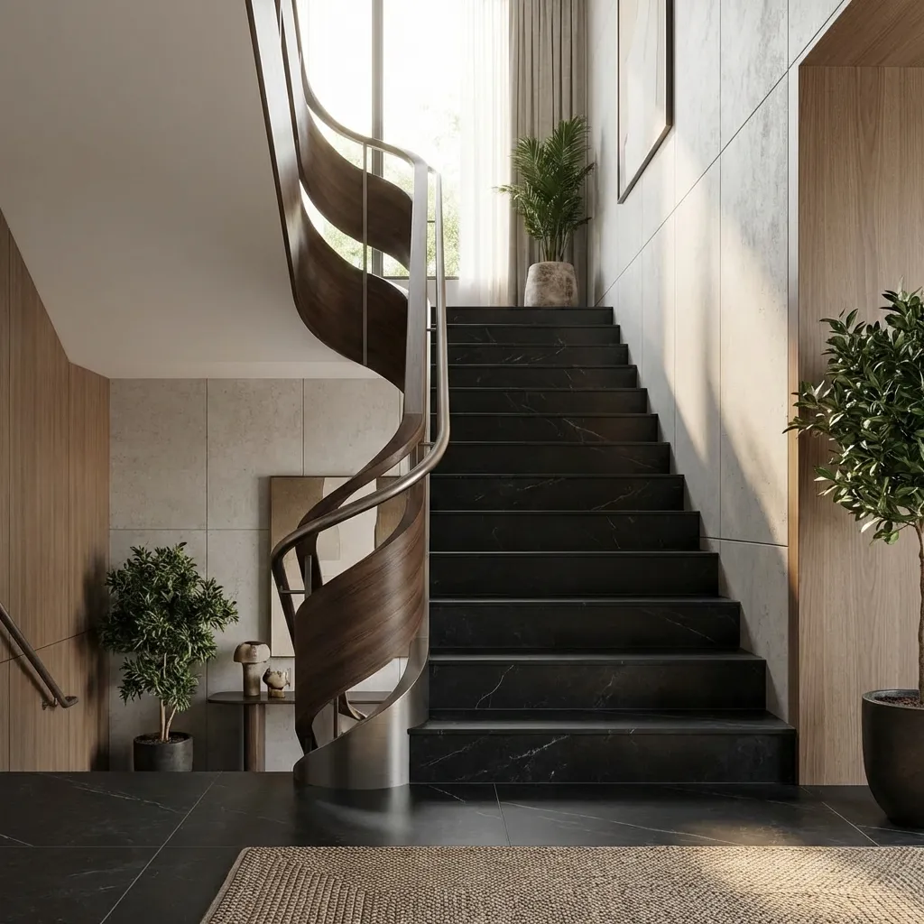 7.Stair Treads with Black Tile