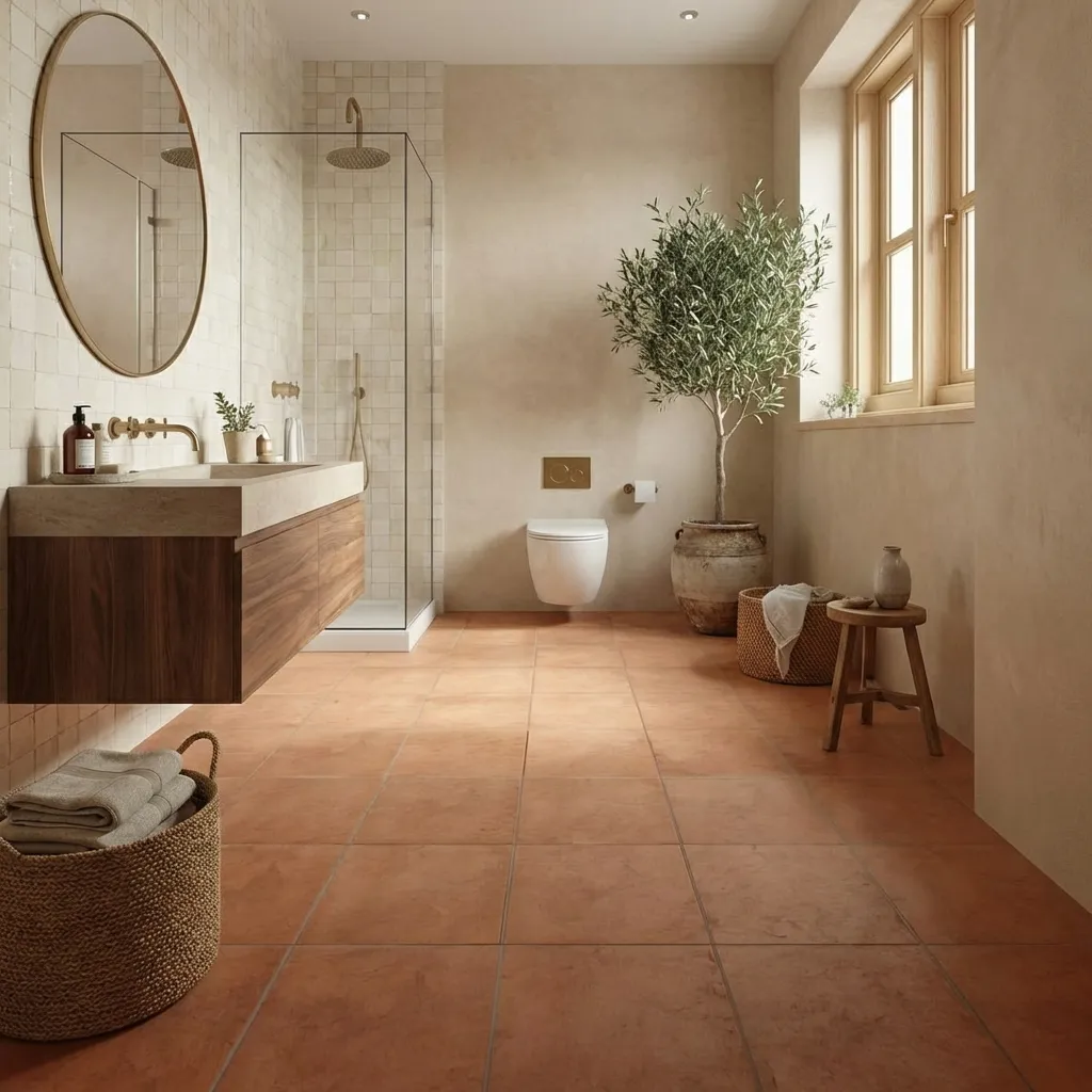 7.Terracotta Tile Bathroom