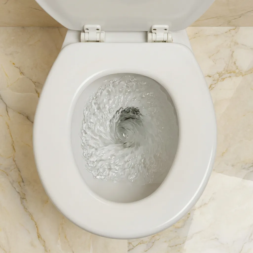 8.Flush down Flushing Toilet Pic