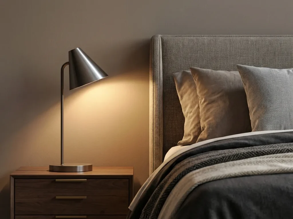 8.Metal Bedside Lamp Steel