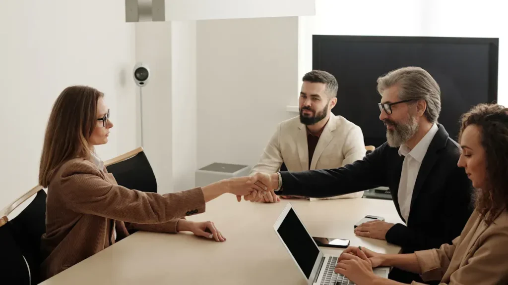 Business team meeting around a conference table
